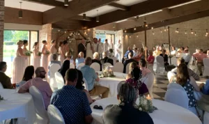 Wedding ceremony with guests seated