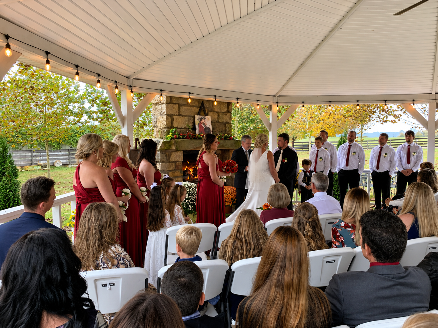 Outdoor wedding ceremony at Adams Breezy Hill Farm in Princeton, KY