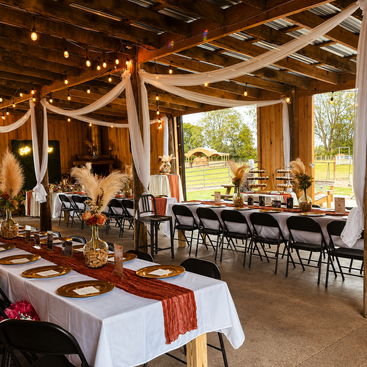 Wedding reception inside the White Chateau barn venue Princeton KY