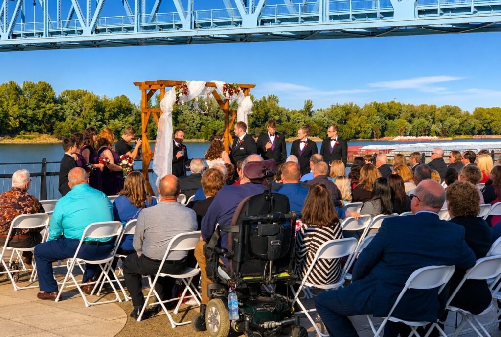Hopkinsville Kentucky Wedding DJ 3 Owensboro KY Blue Bridge riverfront wedding ceremony