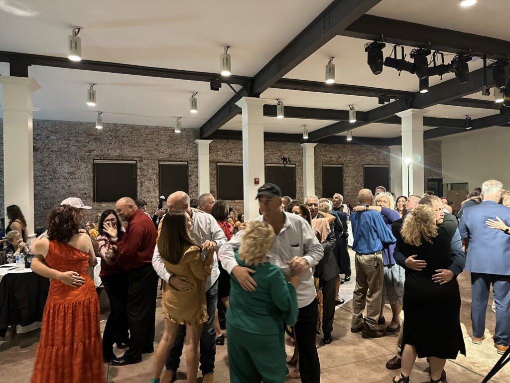 Packed wedding dance floor at City View at Sterling Square in Evansville