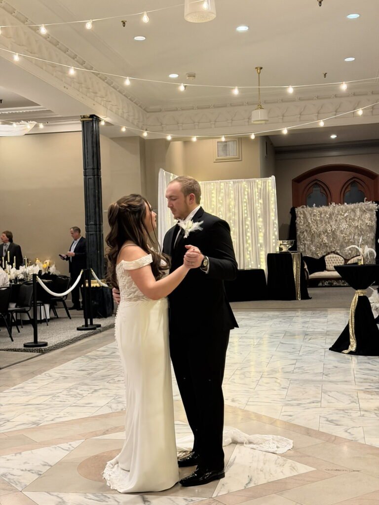 Wedding first dance at City View at Sterling Square in Evansville