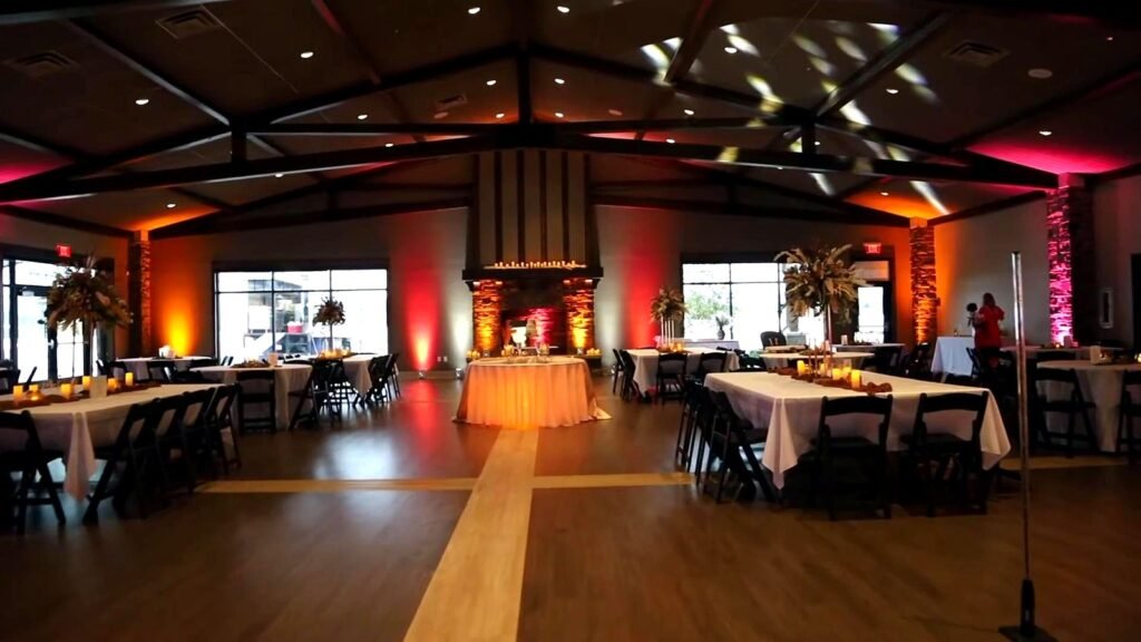 Crunk DJ wedding reception with uplighting at Friedman Park, Evansville