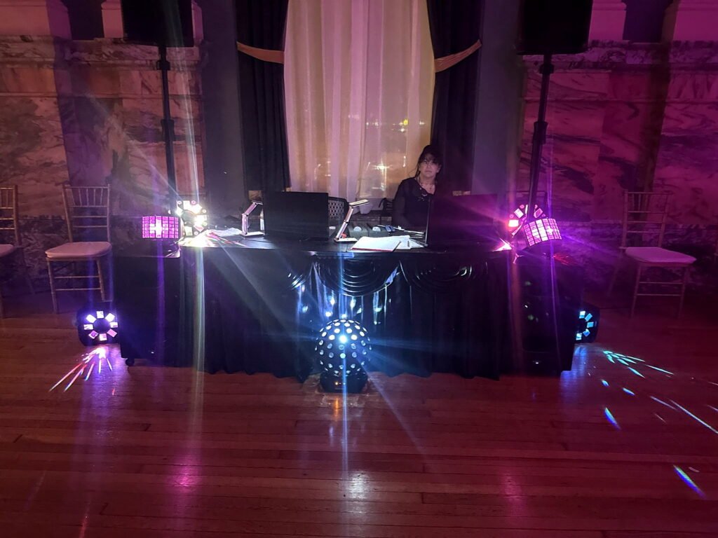 Crunk DJ setup with uplighting at the Old Courthouse in Evansville