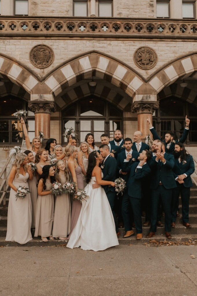 Wedding party at the Old Post Office in Evansville, Indiana